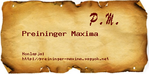 Preininger Maxima névjegykártya